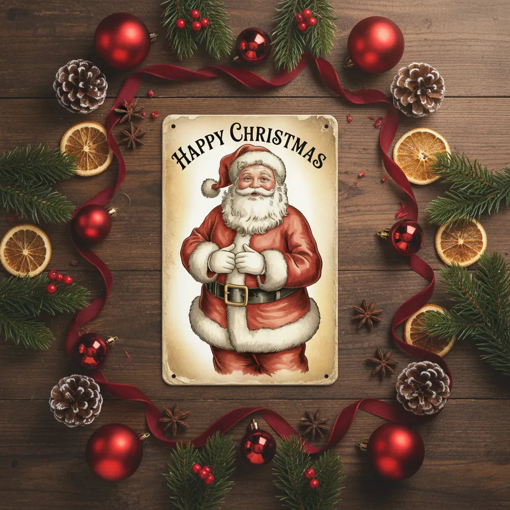 Christmas bells aluminum wall art with Xmas Greetings text and red bow front view