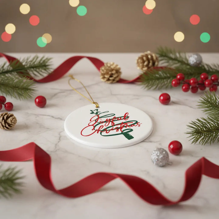 Joyful Christmas Ceramic Ornament