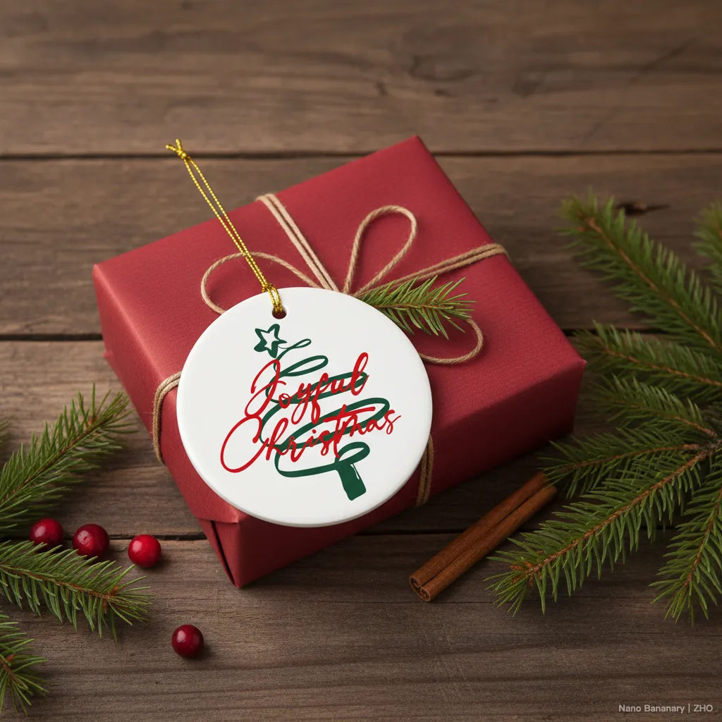 Joyful Christmas Ceramic Ornament