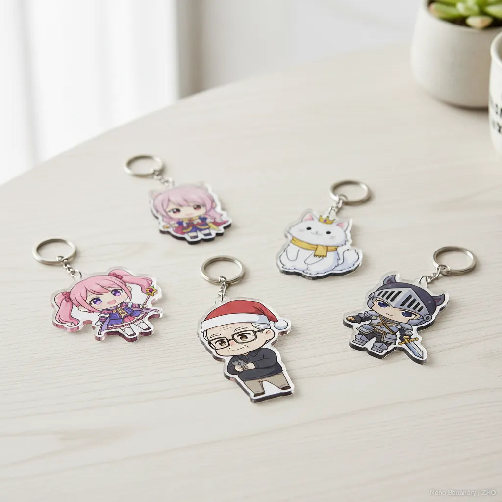 Custom Cartoon Acrylic Keychain | Personalized from Photo