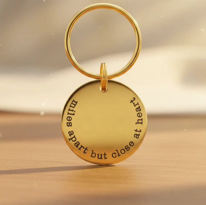 Custom Long Distance Keychain | Personalized State and Initial Engraved Gift