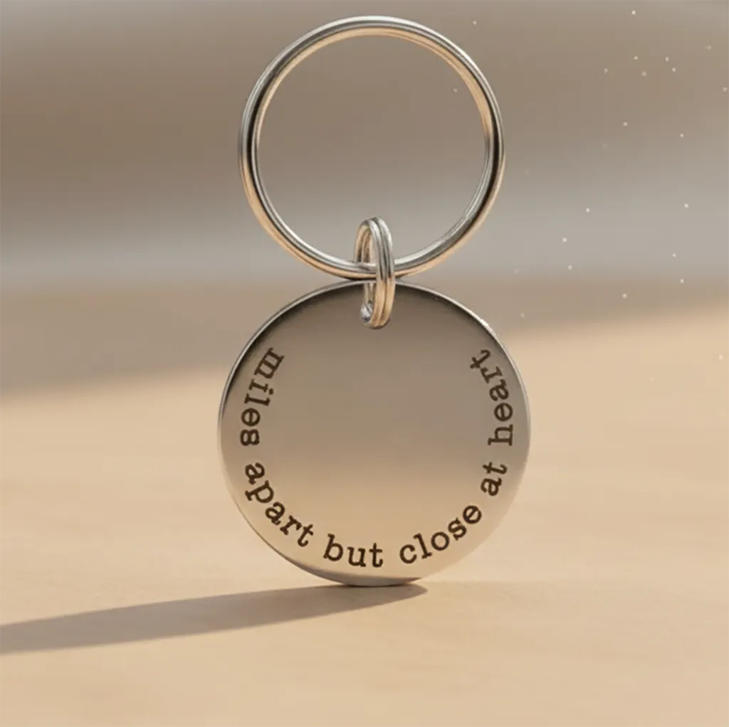 Custom Long Distance Keychain | Personalized State and Initial Engraved Gift