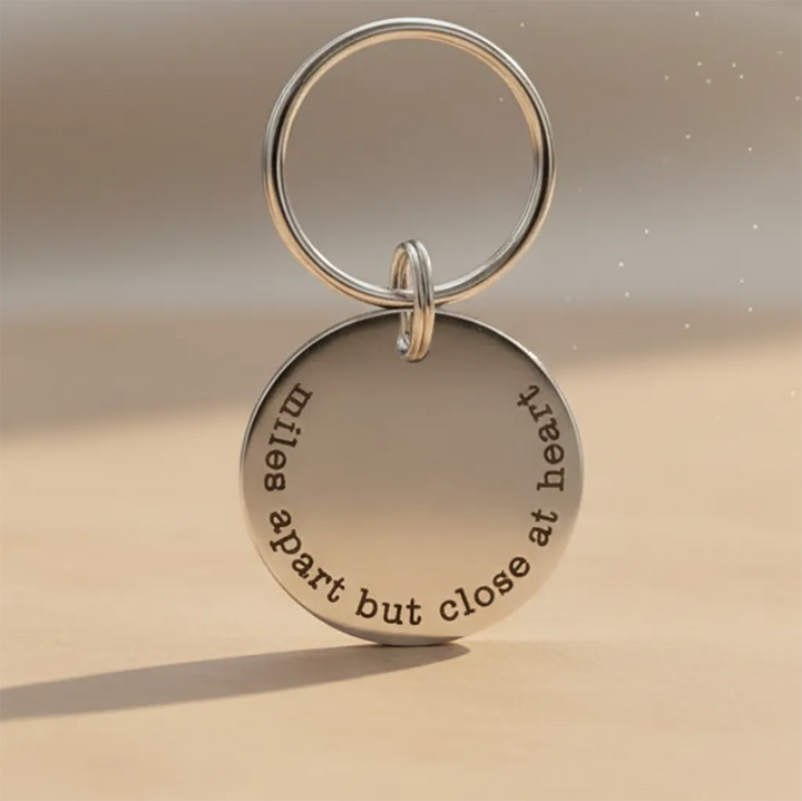Custom Long Distance Keychain | Personalized State and Initial Engraved Gift