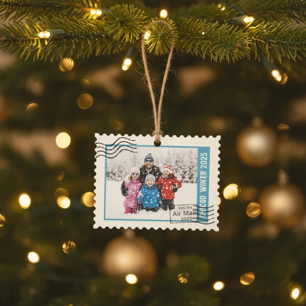 Custom Photo Stamp Ornament