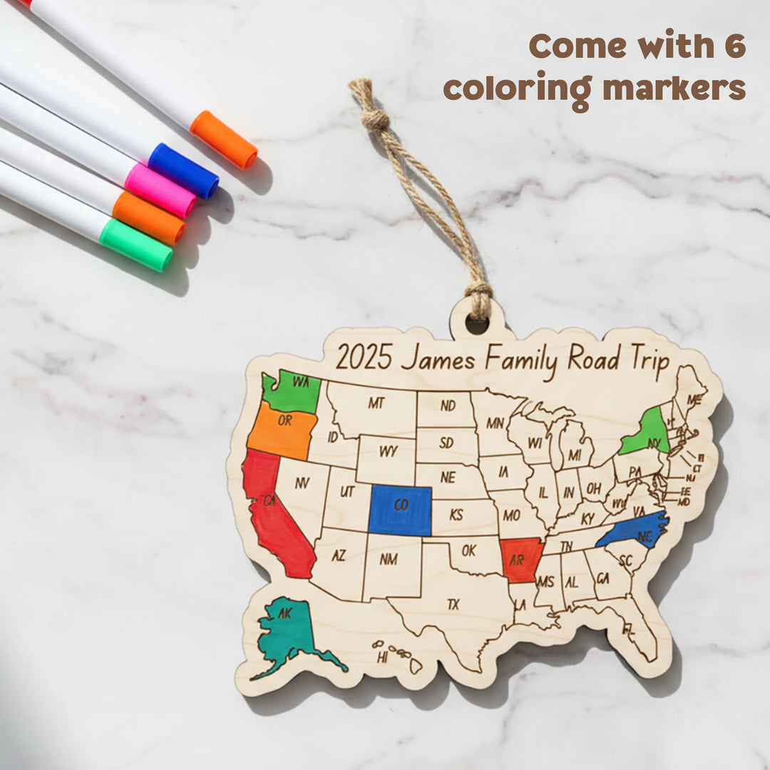 Personalized USA Travel Map Ornament or Magnet