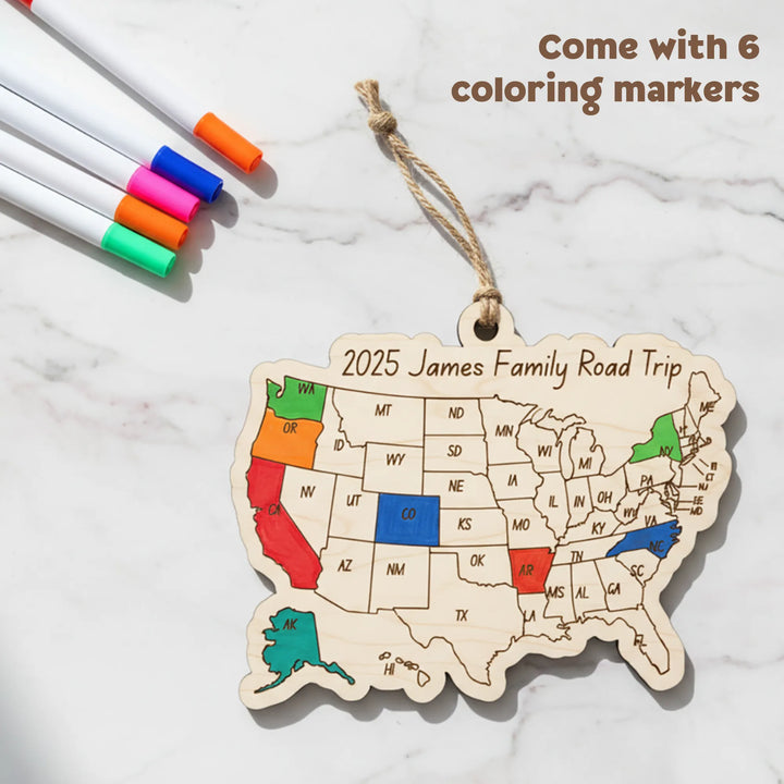 Personalized USA Travel Map Ornament or Magnet