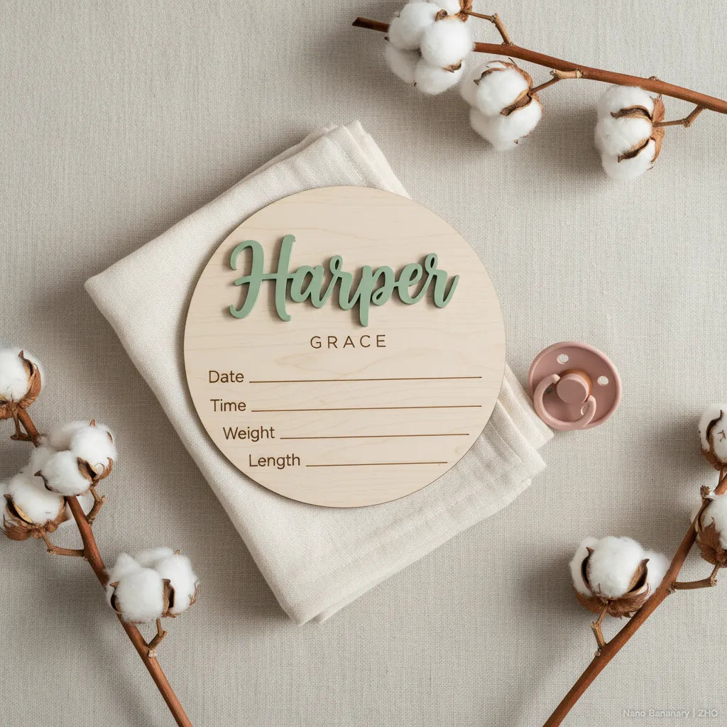 Custom Wooden Birth Announcement Sign