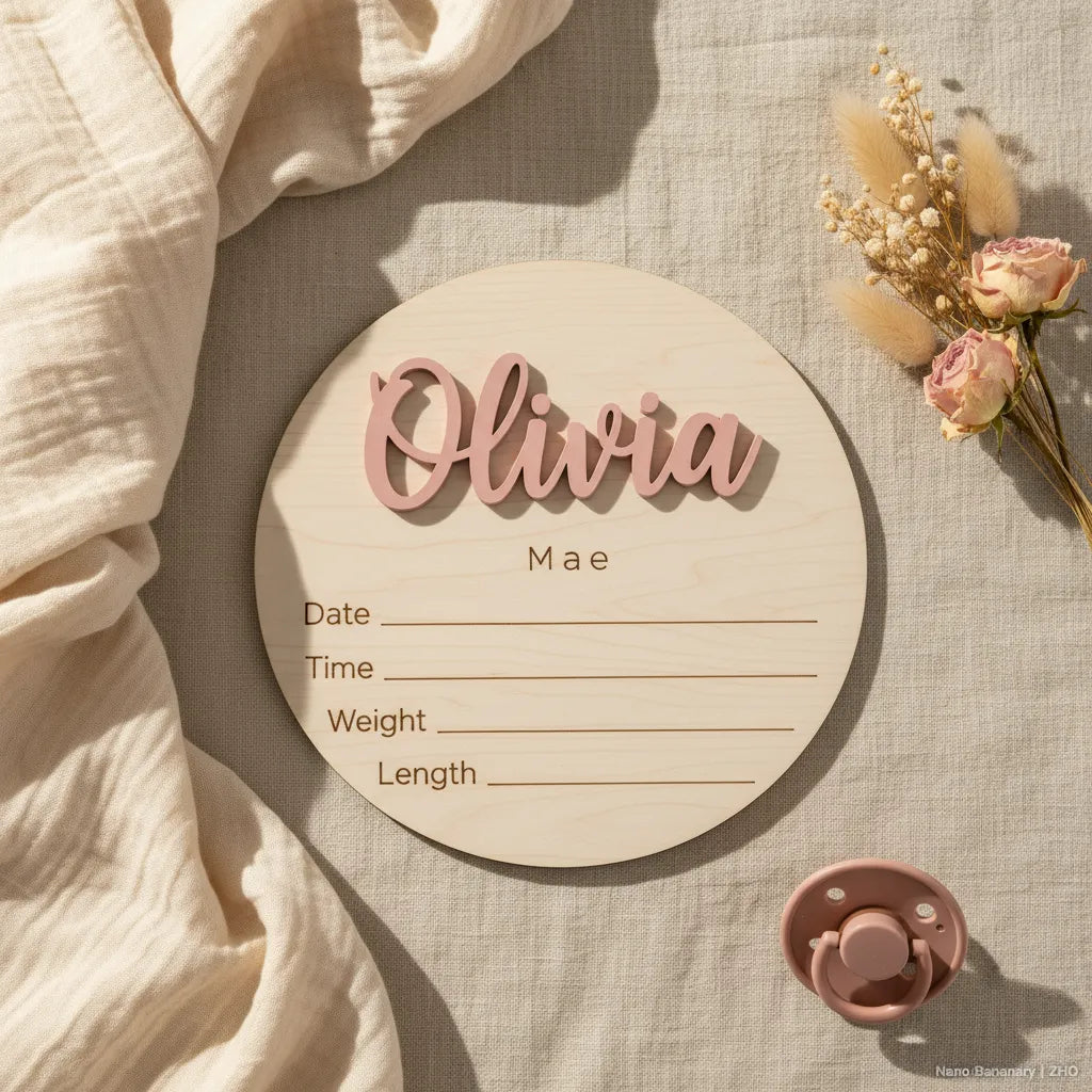 Custom Wooden Birth Announcement Sign
