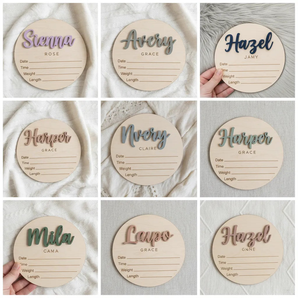 Custom Wooden Birth Announcement Sign