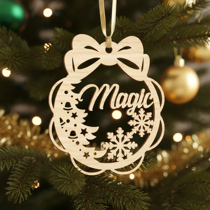 Wooden Christmas Ornament Set (Hope, Love, Peace, Magic, Believe)