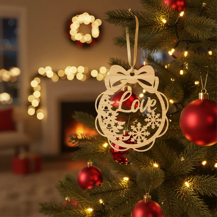 Wooden Christmas Ornament Set (Hope, Love, Peace, Magic, Believe)