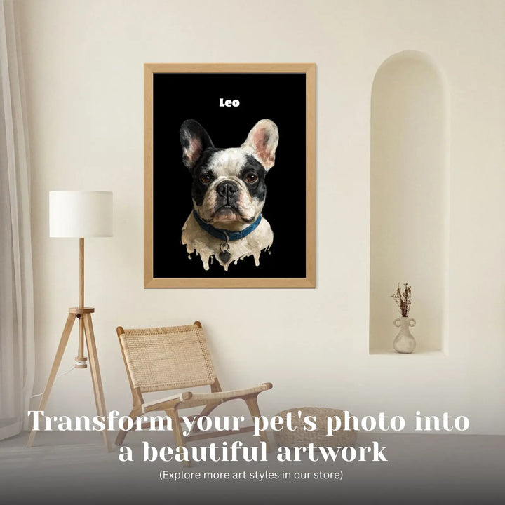 Custom Oil Pet Portrait from Photo | Personalized Dog & Cat Wall Art Print