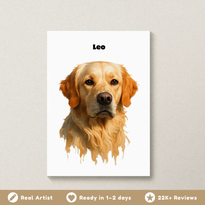 Custom Oil Pet Portrait from Photo | Personalized Dog & Cat Wall Art Print