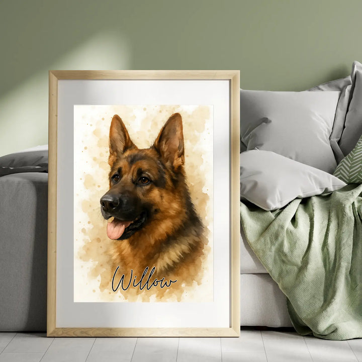 Custom Pet Portrait from Photo | Personalized Watercolor Art | Cat Dog Memorial Gift | Hand-Drawn Digital Art with Name