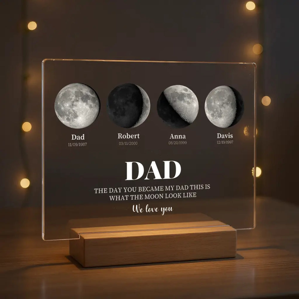 Custom lunar phase plaque gift for dad