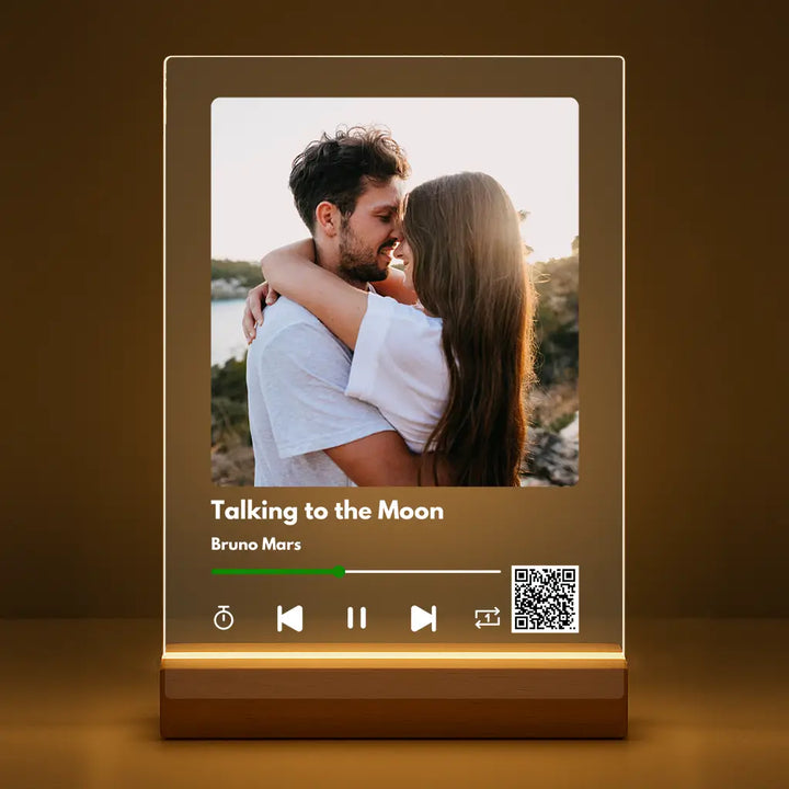 Spotify Glass Plaque with Photo & Song – Personalized Music Gift, LED Night Light